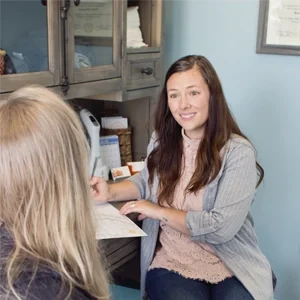 Dr. DoniBeth Davis with patient in an interview